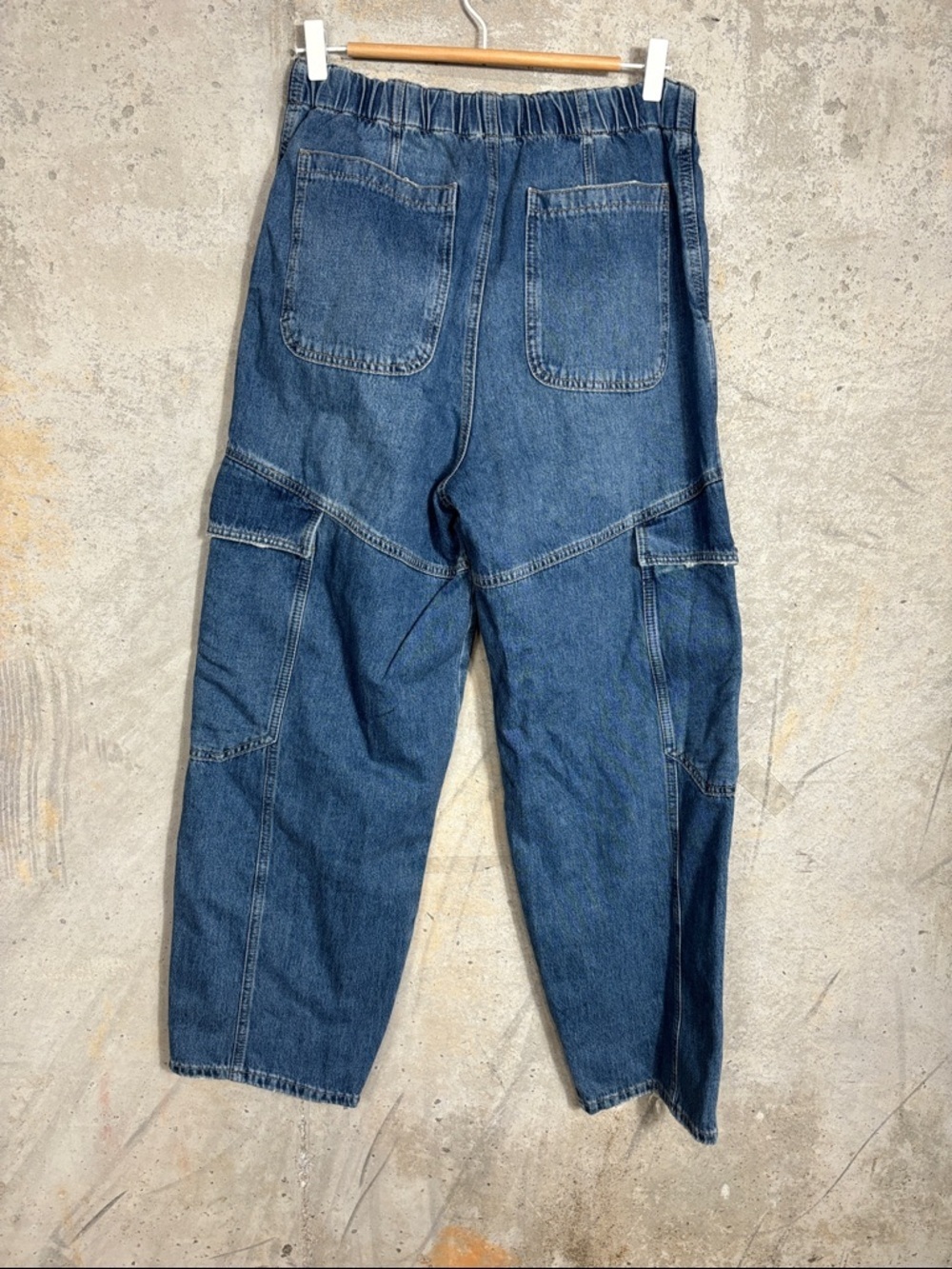 We The Free Blue Relaxed Cargo Boyfriend Jeans - Picture 3 of 10